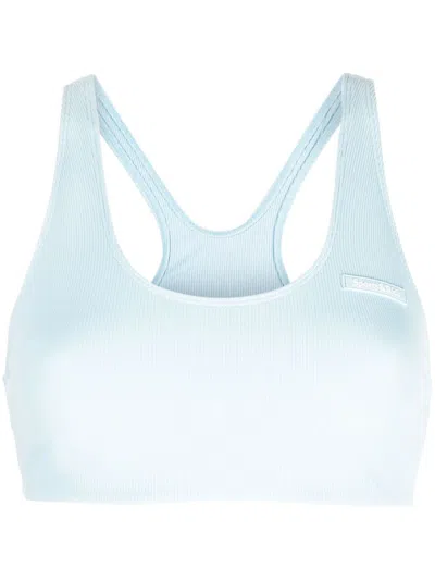 Sporty And Rich Racerback Ribbed Tank Top In Blue