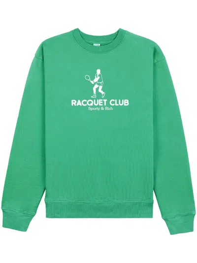 Sporty And Rich Racquet Club Crewneck Sweatshirt In Green