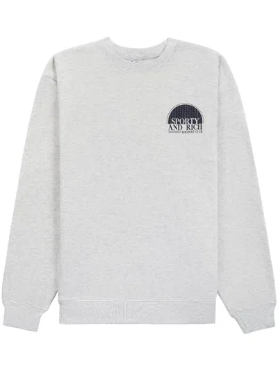 Sporty And Rich Racquet Club Logo-print Sweatshirt In Grey