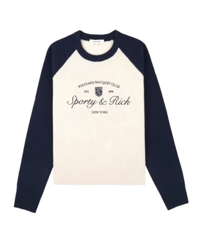 Sporty And Rich Raglan-sleeve Embroidered Sweatear In Animal Print