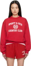 Sporty And Rich Sporty & Rich Varsity Crest Crewneck Graphic Sweatshirt In 182 Ruby