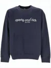 Sporty And Rich Relaxed Fit Long-sleeve T-shirt With Iconic Logo Print In Blue
