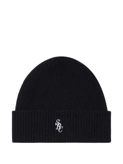 Sporty And Rich Ribbed Beanie In Black