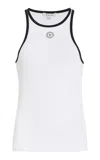 Sporty And Rich Contrast Rib Tank Top In White