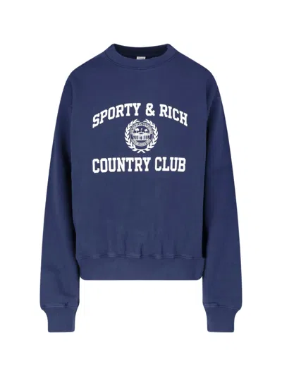 Sporty And Rich Sporty & Rich Ribbed Crewneck Sweater In Blue