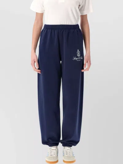 SPORTY AND RICH RIBBED CUFFS EMBROIDERED JOGGING PANTS