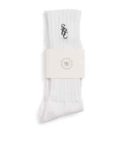 Sporty And Rich Sporty & Rich Ribbed Embroidered Socks In Multi