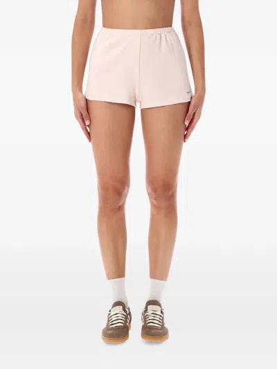 Sporty And Rich Signature Logo Ribbed House Short In Pink