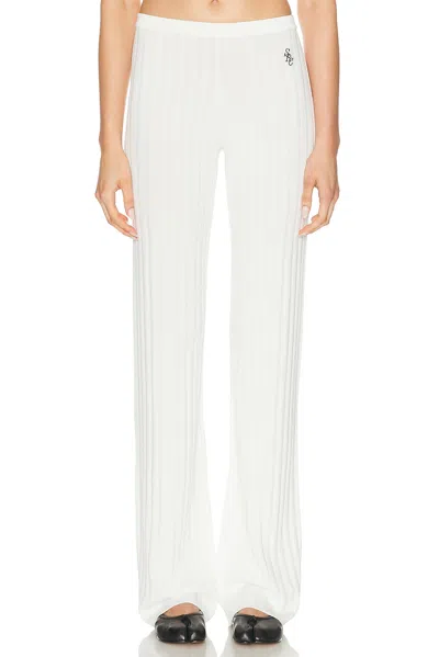 Sporty And Rich Ribbed Straight Leg Casual Pants In White