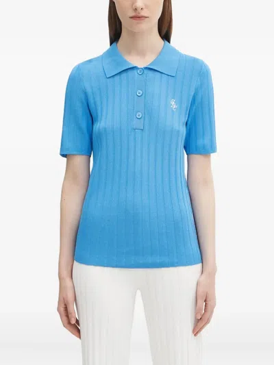 Sporty And Rich Ribbed Polo Shirt In Blue