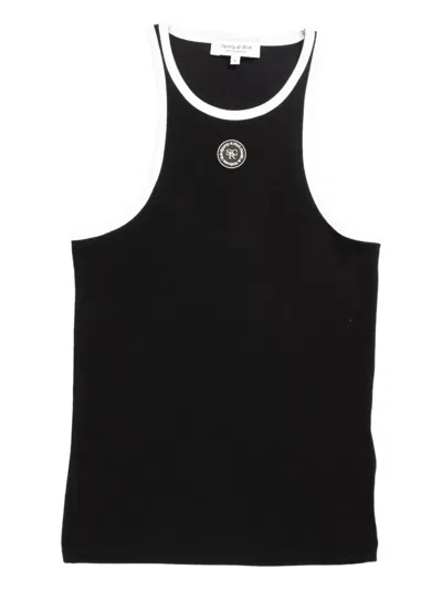 Sporty And Rich Black Srhwc Ribbed Tank Top