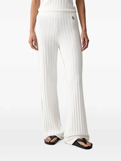 Sporty And Rich Ribbed-knit Trousers In White