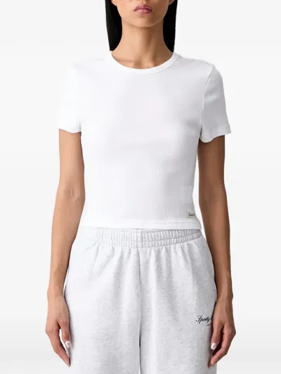 Sporty And Rich Ribbed-knit T-shirt In White
