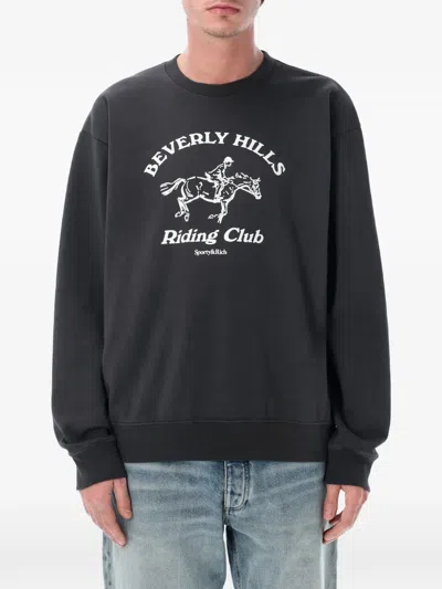 Sporty And Rich Riding Club Crew-neck Sweatshirt In Gray