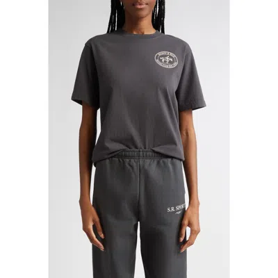 Sporty And Rich Sporty & Rich Riding Club Graphic T-shirt In Faded Black