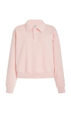 SPORTY AND RICH RIZZOLI CROPPED COTTON POLO SWEATSHIRT