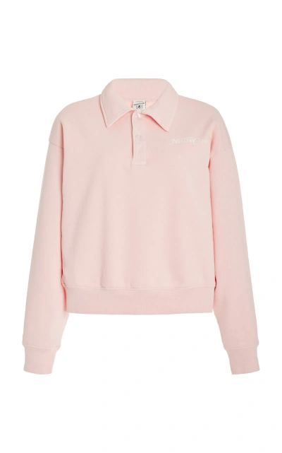 Sporty And Rich Rizzoli Cropped Cotton Polo Sweatshirt In Pink