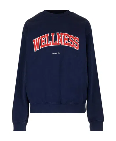 Sporty And Rich Round Collar Long Sleeve Sweater In Black