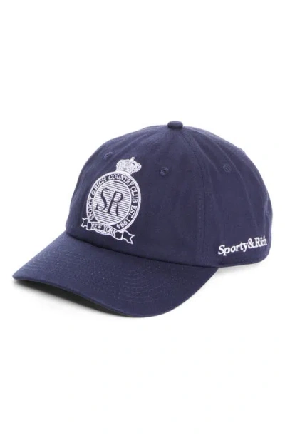 Sporty And Rich Sporty & Rich Royal Club Embroidered Baseball Cap In Blue
