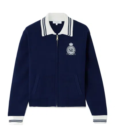 Sporty And Rich Royal Club Embroidered Striped Knit Cardigan In Pink