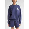 Sporty And Rich Womens Dark Navy Royal Club Crewneck Cotton-jersey Sweatshirt Xxl In Blue