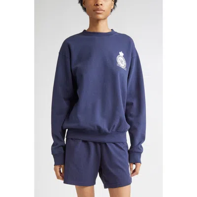 Sporty And Rich Sporty & Rich Royal Club Fleece Graphic Sweatshirt In Blue