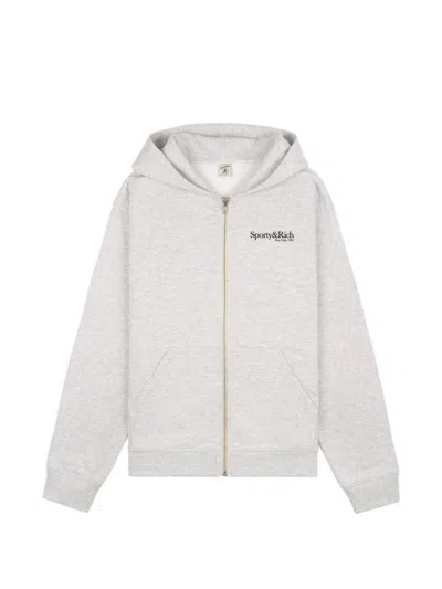 Sporty And Rich Run Club Zipped Hoodie In Gray