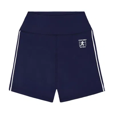 Pre-owned Sporty And Rich Sporty & Rich Runner Box Biker Short 'navy/white' | Blue | Women's Size M