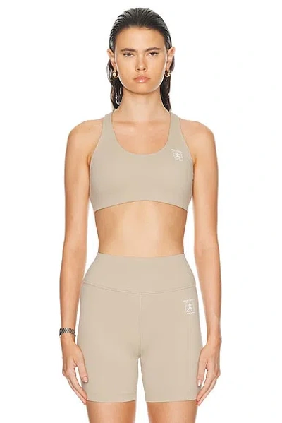 Sporty And Rich Runner Box Sports Bra In Elephant & White