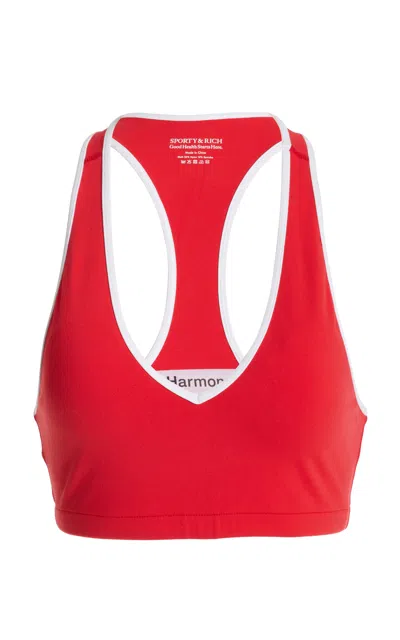 Sporty And Rich Runner Box Sports Bra In Red