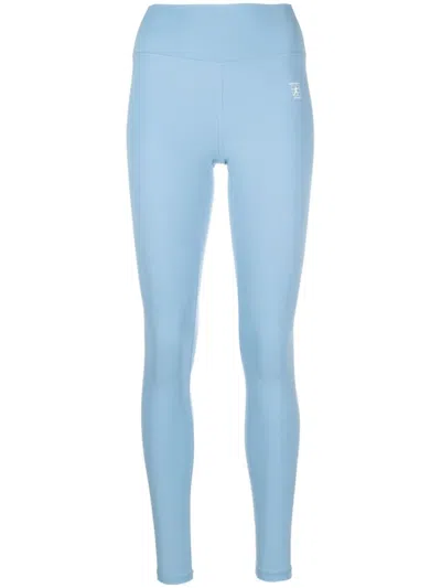 Sporty And Rich Runner Logo-print Leggings In Blue