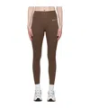 Sporty And Rich Runner Script Logo-print Leggings In Brown