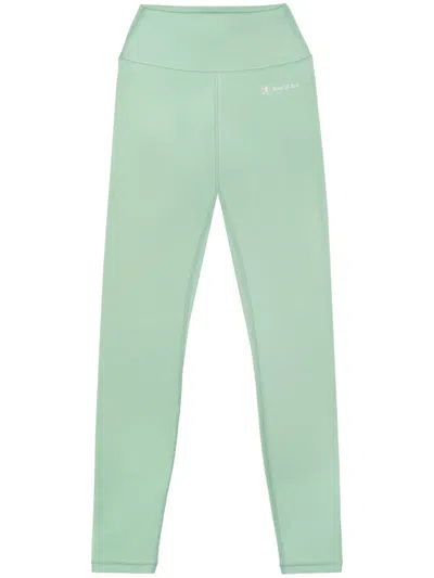 Sporty And Rich Runner Script Logo-print Leggings In Green