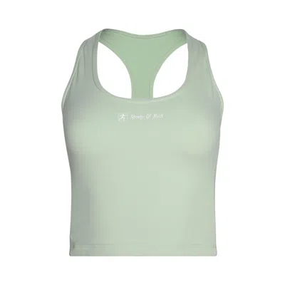 Pre-owned Sporty And Rich Sporty & Rich Runner Script Sports Tank 'sage' In Green