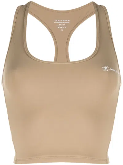 Sporty And Rich Runner Script Sports Tank Top In Brown