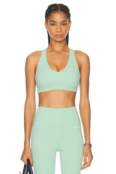 Sporty And Rich Runner Script V-neck Sports Bra In Green