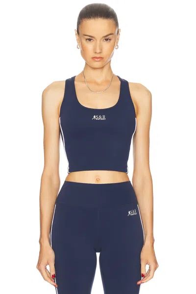 Sporty And Rich Runner Sports Tank Top In Navy & White