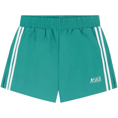 Pre-owned Sporty And Rich Sporty & Rich Runner Track Short 'spring Green/white' | Men's Size Xs