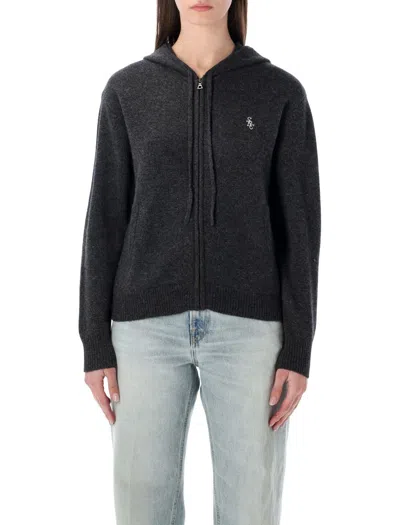 Sporty And Rich Sporty & Rich S&r Cashmere Zip Hoodie In Black