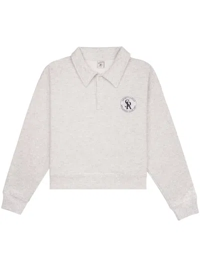 Sporty And Rich S&r Cotton Polo Top In Grey