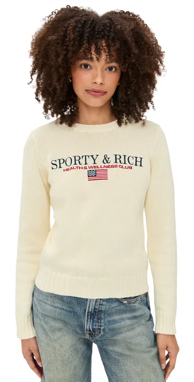 Sporty And Rich Crew-neck Embroidered Sweater In White