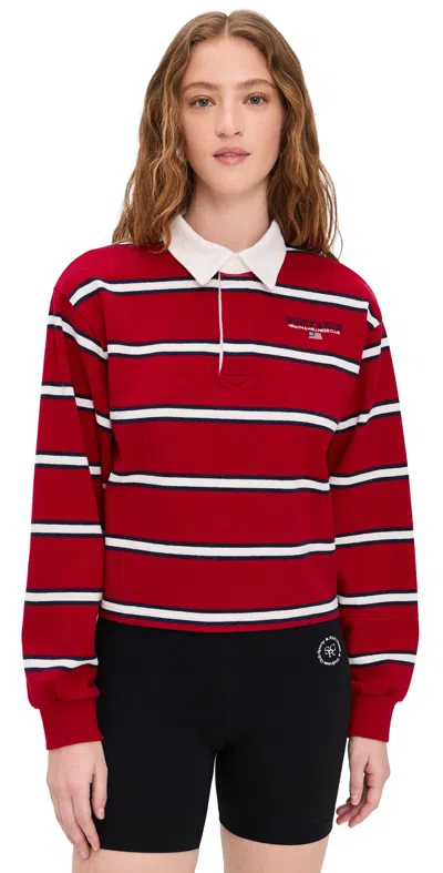 Sporty And Rich S & R Nautical Rugby Polo Ruby/dark Navy/white