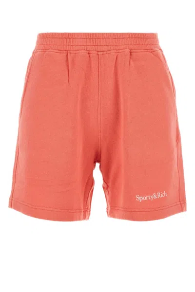 SPORTY AND RICH SALMON PINK STRETCH COTTON SHORTS
