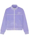 Sporty And Rich Script Cotton Velour Track Jacket In Purple