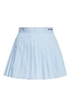 Sporty And Rich Sporty & Rich Serif Logo Anae Pleated Cotton Miniskirt In Light/pastel Blue