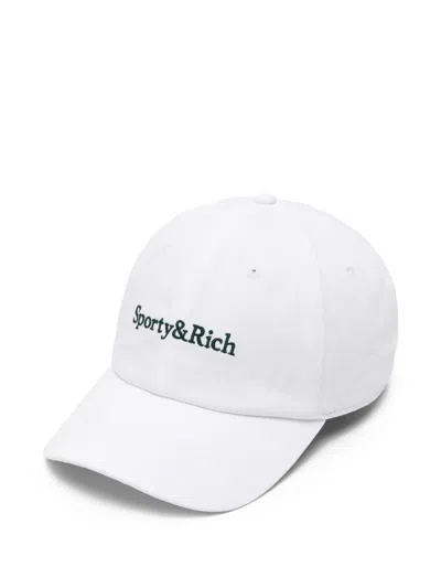 Sporty And Rich Serif Logo Baseball Cap In White
