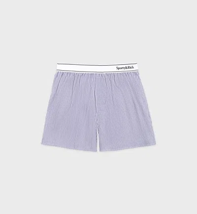 Sporty And Rich Serif Logo Boxer Shorts In White/navy