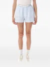 Sporty And Rich Serif Logo Boxers Stripe-pattern Shorts In Blue