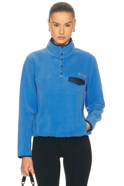 Sporty And Rich Serif Logo Buttoned Polar Jacket In Blue