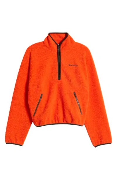 Sporty And Rich Sporty & Rich Serif Logo Detail High Pile Fleece Half-zip In Squash